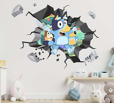 #ad Bluey 3D Explosion Effect Wall Sticker Decal Home Decor Mural Wall Art $36.75