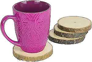 #ad Natural Wood Coaster Set 4 pcs with Tree Bark Wooden Coasters Each Measures $14.16