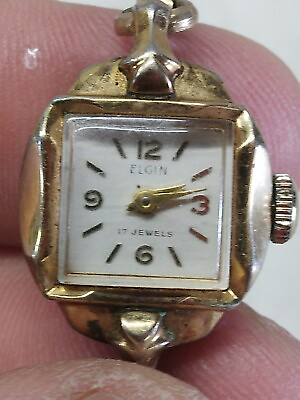 #ad Vintage Elgin 17 Jewels 10k RGP Bezel Watch 10k GF Band SEE PICS $20.00