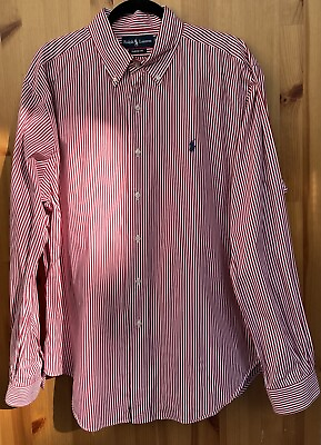#ad Ralph Lauren Men’s Red amp; White Striped Button Down Long Sleeve Size XL $18.00