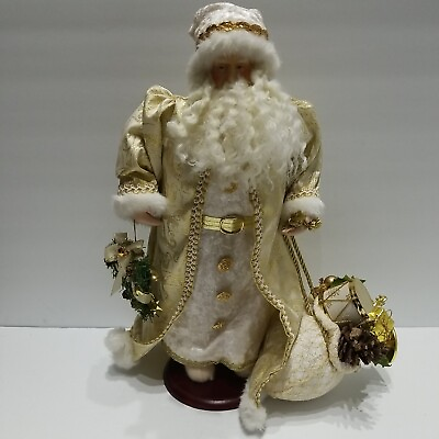 #ad Santa Claus Figurine Holding Toys Wreath Christmas Decoration 16quot; Near Mint VN $32.95