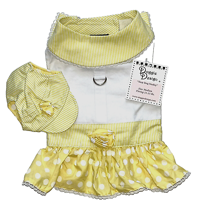 #ad Yellow Dog Dress amp;Matching Hat 11 15 lb Two Piece Cap Visor by Doggie Design $22.50