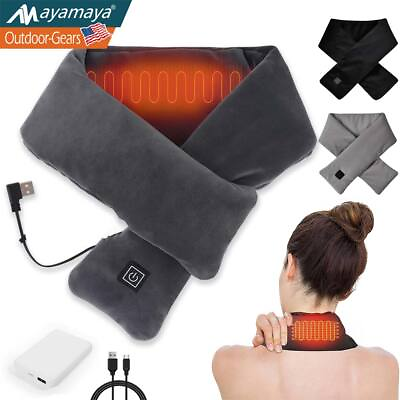 #ad Heated Scarf Electric USB Rechargeable Neck Heating Pad Shawl Soft Washable $11.99