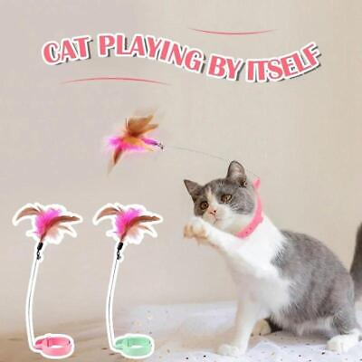 #ad 1 * Funny Cat Stick Retractable Feather Interactive Toys with Collar Pet Playing $7.39