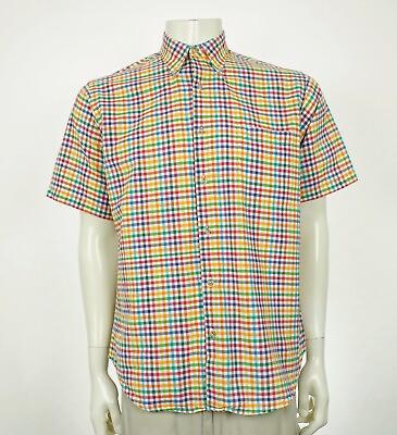 #ad Viyella Plaid Check Two Ply 80#x27;s Cotton Button Shirt Mens Medium $18.74
