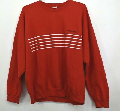 #ad Gildan Mens Red Sweatshirt White Stripe Chest Originals Stretch Hem amp; Cuffs XL $16.45