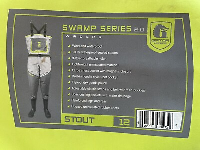 #ad Gator Waders Swamp Series 2.0 Waders 12 Stout larger In Chest Gray $186.10