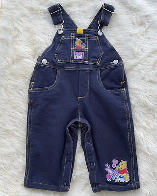 #ad Winnie The Pooh Piglet Embroidered Knit overalls Disney Baby Size 12 Months $30.00