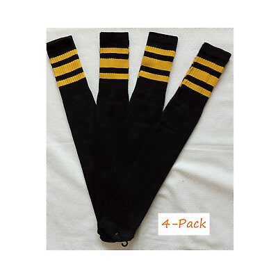 #ad Striped Tube Socks Sports Baseball Softball Cotton Game Socks Black amp; Yellow $21.68