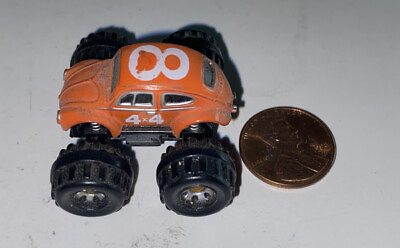 #ad Small Micro Machine Volkswagen Beetle Monster Truck in Orange marked 4X4 $13.49