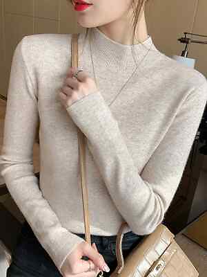 #ad Sweater Women Stretch Tops Women Knitted Pullovers Long Sleeve Knitted Sweater $16.51