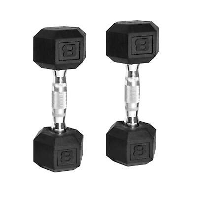 #ad Barbell 8lb Coated Rubber Hex Dumbbell Pair $17.09