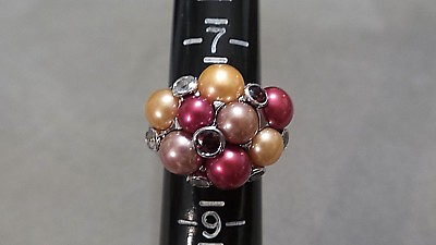 #ad NWOT QVC Honora Melon Button Pearl amp; Faceted Gemstone Ring Size 8 J157162 $107.99