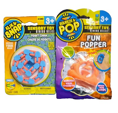 #ad Squeeze amp; Pop Fun Popper Sensory Toys Bonus Klik amp; Snap Figet Chain NEW A2 24 $9.00
