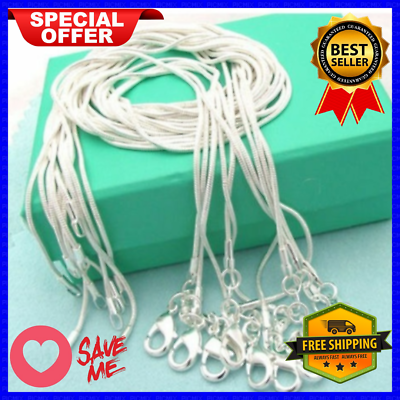 #ad 925 Sterling Silver 10pcs Snake Chain Necklace For Woman Man Fashion Jewelry US $8.99