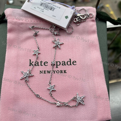 #ad NWT Kate Ks Spade Starring Star Scatter Necklace Silver Crystal pave $27.99