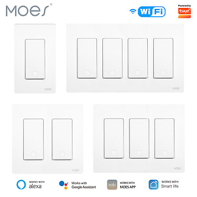 #ad MOES 1 2 3 4 Gang WiFi Smart Light Switch Wall 3 Way Timer Alexa Google APP NEW $37.79