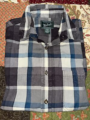 #ad Woolrich Mens Plaid Short Sleeve Collar Zipped Pocket Button Up Shirt Sz L $22.62