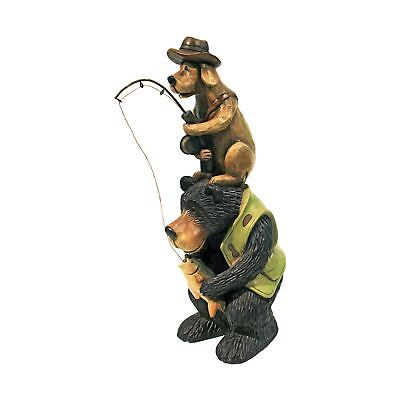 #ad Design Toscano Fishing Buddies Black Bear and Dog Statue $31.90