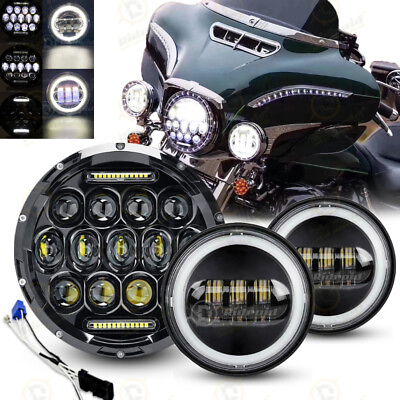 #ad 7quot; Led Headlight 4.5quot; Passing Lights For Harley Electra Glide Ultra Classic $54.99