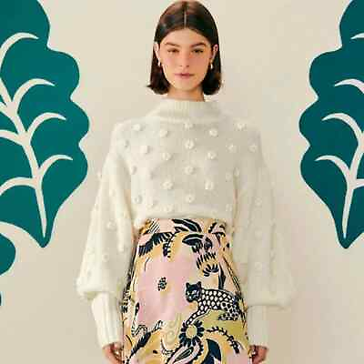 #ad Women#x27;s Farm Rio White Handmade Flowers Sweater XS $160.00