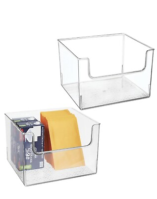#ad mDesign Office Plastic Storage Organizer Bin with Open Dip Front 4 Pack Clear $50.00