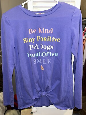 #ad Kandy Kiss Girls Be Kind Stay Positive Graphic Long Sleeve Shirt XL Purple $15.00