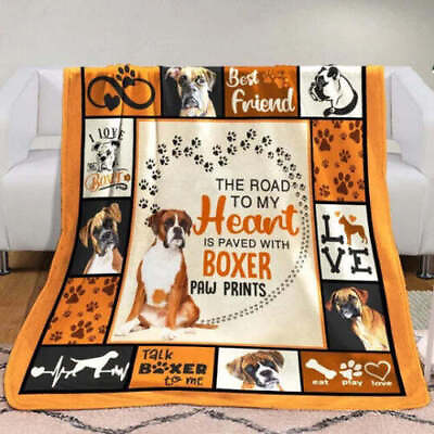 #ad Boxer Dog Talk Boxer To Me Love Pets Fleece SOFA BLANKET Us Size Christmas Gift $60.99