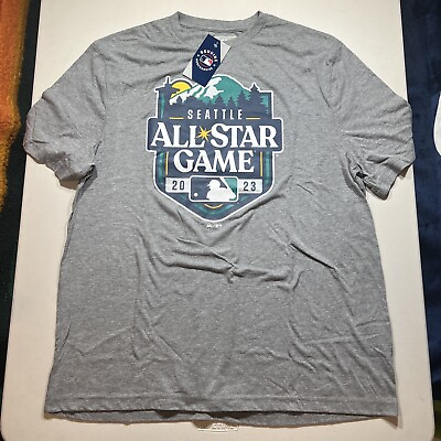#ad Majestic 2023 MLB Seattle All Star Game Logo T Shirt Gray NWT Size XL $10.00