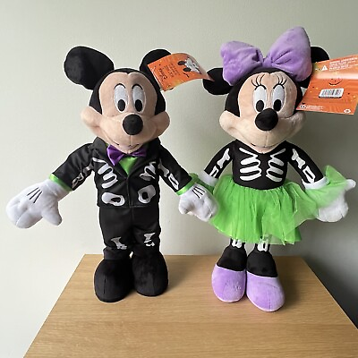 #ad 2023 Disney#x27;s Mickey amp; Minnie Mouse 20quot; Halloween Door Greeters Skeleton Set NWT $65.00
