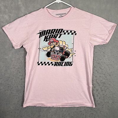 #ad A1 Mario Cart Racing Video Game Shirt Adult Medium Pink Mens $2.00