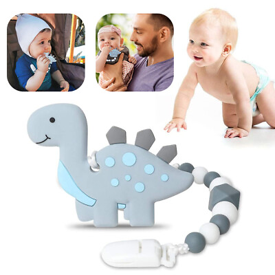 #ad Teething Toy Baby Dinosaur BPA Free Food Grade Silicone Teether with Pacifier US $10.28
