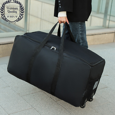 #ad Mens Bag Waterproof Travel Luggage Trolley Large Duffle Wheels Unisex Black Pack AU $102.55