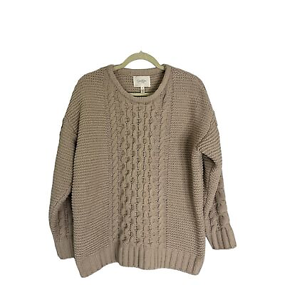 #ad Jessica Simpson Chenelle Cable Knit Oversized Sweater womens medium tan $12.00