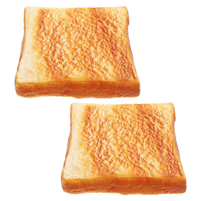 #ad 2pcs Artificial Bread Slice Fake Sliced Bread Realistic Fake Food Toast Slice $11.01