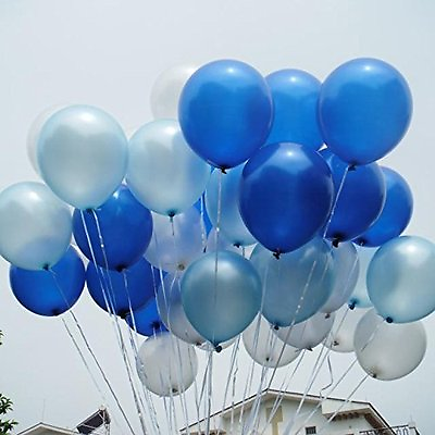 #ad 100 Ct Pearl Latex Balloons White Light Blue Dark Royal Wedding Birthday Party $12.25