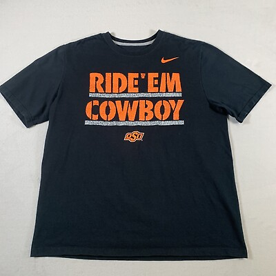 #ad Oklahoma State Cowboys Shirt Adult XL Black Ride Em Cowboy OSU Nike Cotton U1 $10.46