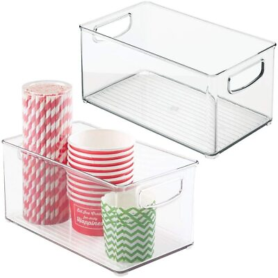 #ad 2 Pack mDesign Plastic Kitchen Pantry Cabinet Fridge Freezer Food Storage Bin $26.99