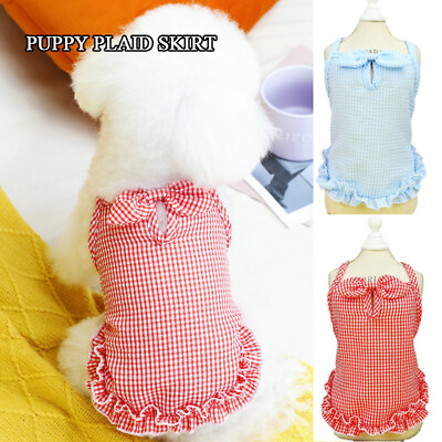 #ad Small Dog Girl Plaid Skirt Clothes Puppy Apparel Pet Dress Size XS S M L XL ♡ $2.99