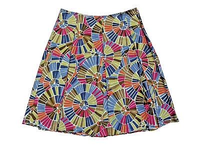 #ad Talbots 6P Skirt Cotton Pleated Multicolored Kaleidoscope Geometric Print 21.5quot; $19.95