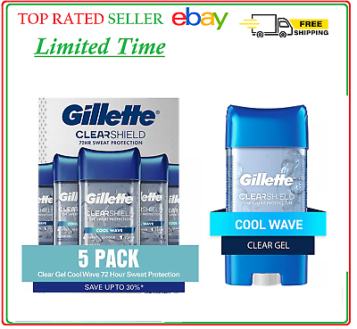 #ad Gillette Cool Wave Clear Gel Men#x27;s Antiperspirant and Deodorant 3.8 oz. 5 pk. $23.95
