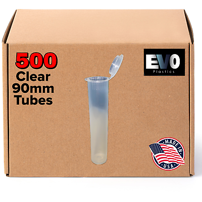 #ad 90mm Pre Roll Tubes 500 Clear Pop Top Joints BPA Free Pre Roll Vials US $77.98