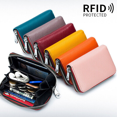 #ad Mens Womens RFID Blocking Leather Wallet ID Credit Card Holder Zipper Purse $5.89