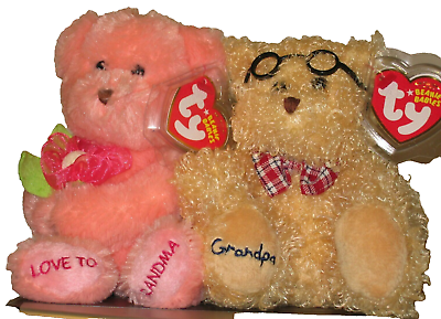 #ad Ty Beanie Baby Set DEAR GRANDMA amp; GRANDPA Grandparents Bears Exclusives MWMT $16.90