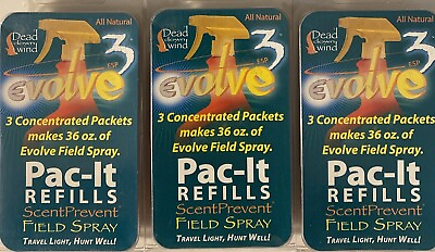 #ad 3 Dead Down Wind PAC It REFILLS Scent Prevent 9 Total Packets New $18.99