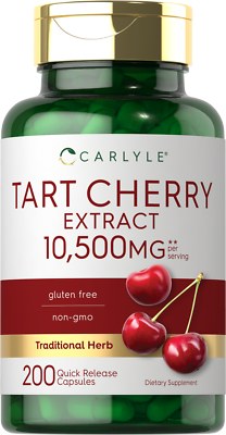 #ad Tart Cherry Capsules 10500mg 200 Pills Max Potency Extract by Carlyle $19.09
