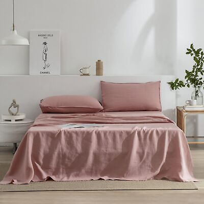 #ad EVERLY Linen Queen Sheets Set 100% Stonewashed French Linen Bed Sheets Deep ... $241.59