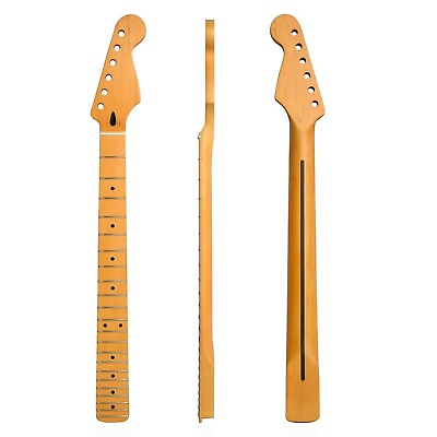 #ad 22 Frets Yellow Electric Guitar Neck Canada Maple for DIY Fender ST Replacement $42.77