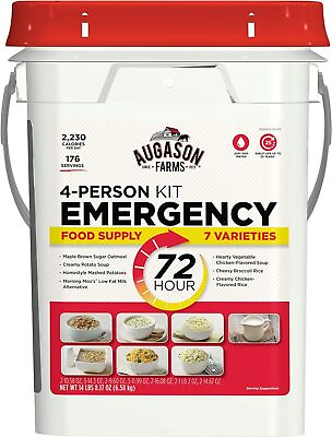 #ad 72 Hour 4 Person Emergency Food Supply Storage Meals 14lb Pail Breakfast Dinner $63.89