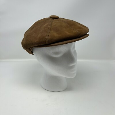 #ad Men#x27;s Echtes Leder Newsboy Cabbie Hat Cap Brown $29.97